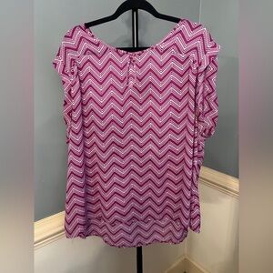 GNW Pink and White Chevron Blouse 2X plus